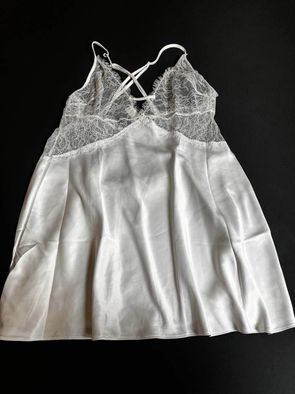 Victoria's Secret White Satin and Lace Chemise Slip Size L/G